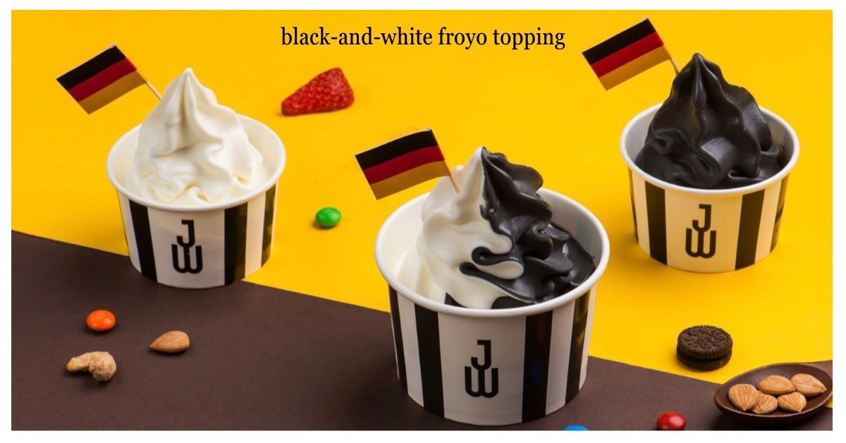 black-and-white froyo topping